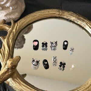 Handmade Press-on Nails/short nail/cute nail/kuromi nails/sanrio